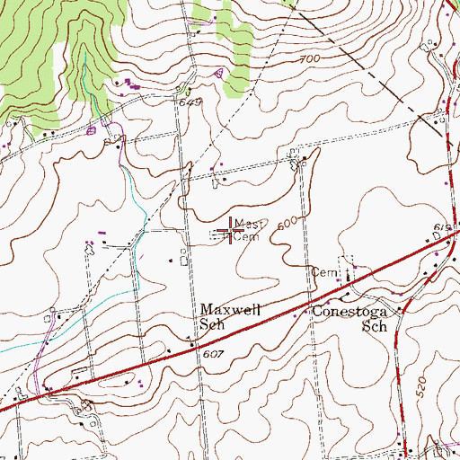 Topographic Map of Mast Cemetery, PA