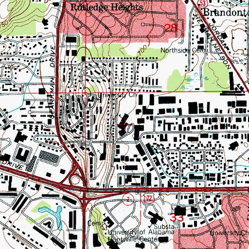 Topographic Map of Evangel School, AL