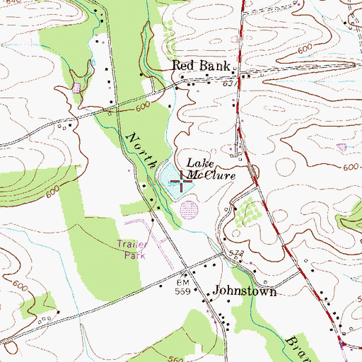 Topographic Map of Lake McClure, PA