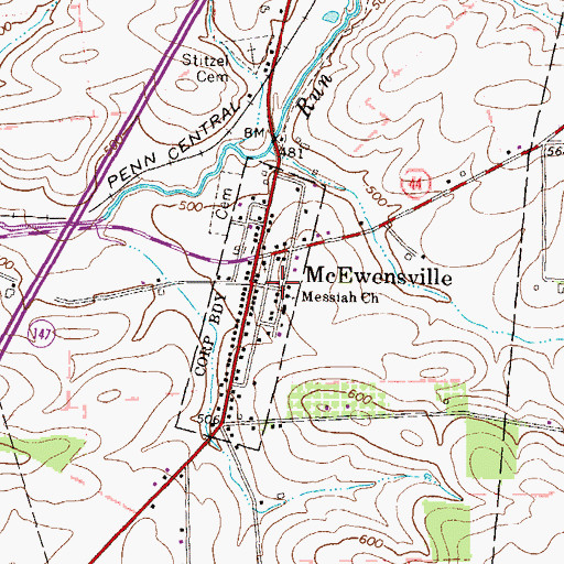Topographic Map of McEwensville, PA