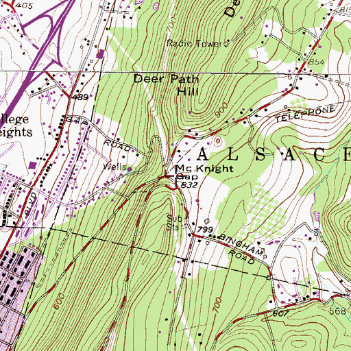 Topographic Map of McKnight Gap, PA