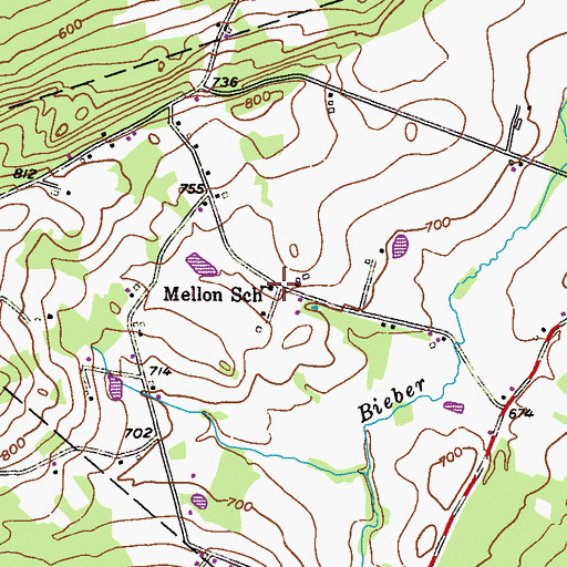 Topographic Map of Mellon School, PA