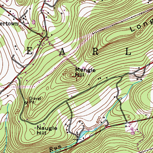 Topographic Map of Mengle Hill, PA
