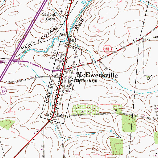 Topographic Map of Messiah Church, PA