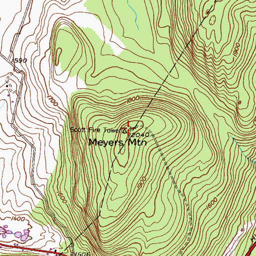 Topographic Map of Meyers Mountain, PA