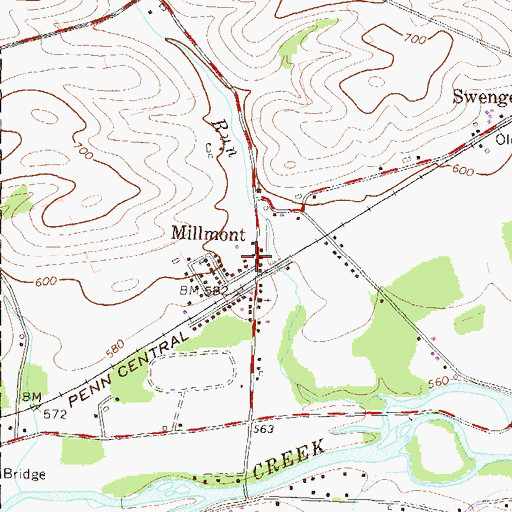 Topographic Map of Millmont, PA