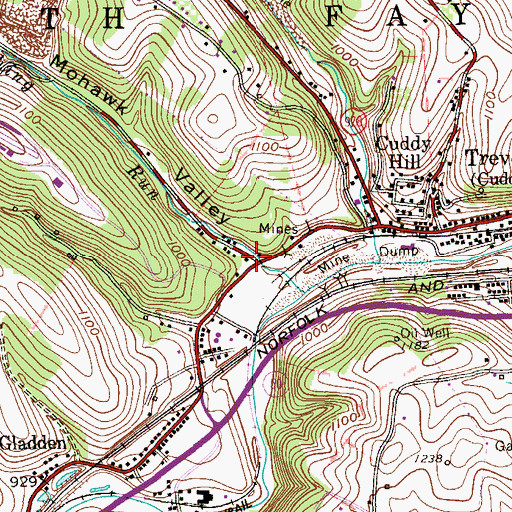 Topographic Map of Mohawk Valley, PA