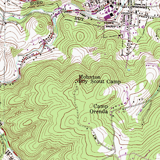 Topographic Map of Mohnton Boy Scout Camp, PA