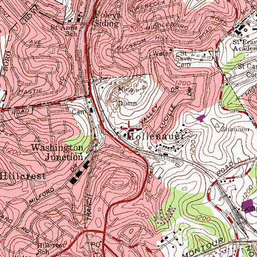 Topographic Map of Mollenauer, PA