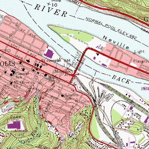 Topographic Map of Montour Junction, PA