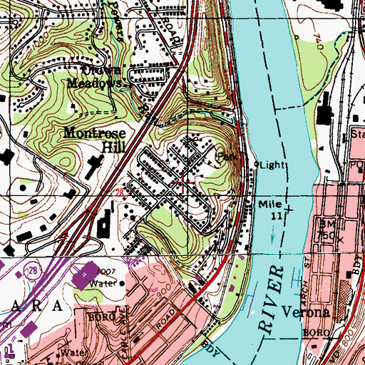 Topographic Map of Montrose Hill, PA