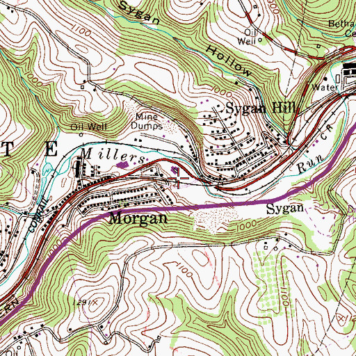 Topographic Map of Morgan, PA