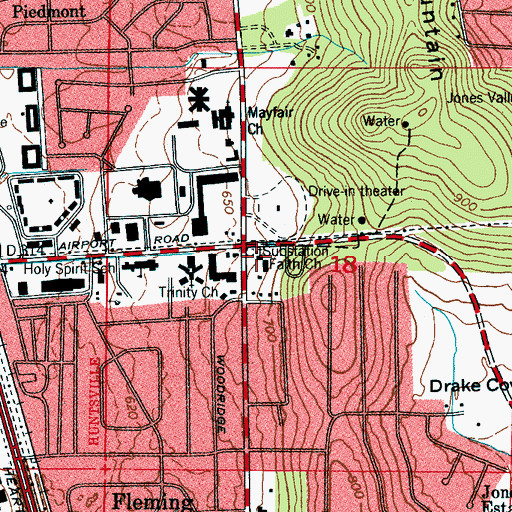 Topographic Map of Faith Presbyterian Church, AL