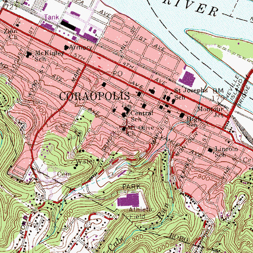 Topographic Map of Mount Olive Church, PA