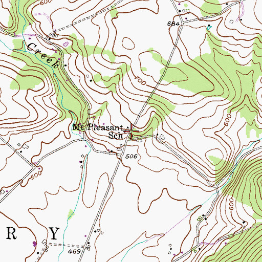 Topographic Map of Mount Pleasant School, PA