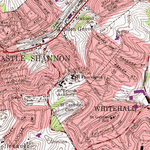 Topographic Map of Mount Providence Church, PA