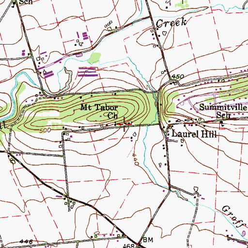 Topographic Map of Mount Tabor Church, PA