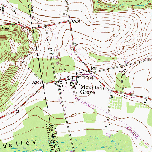 Topographic Map of Mountain Grove, PA