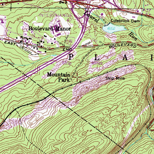 Topographic Map of Mountain Park, PA
