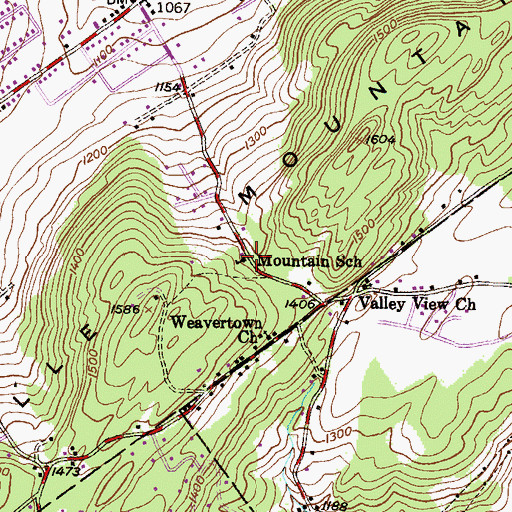Topographic Map of Mountain School, PA