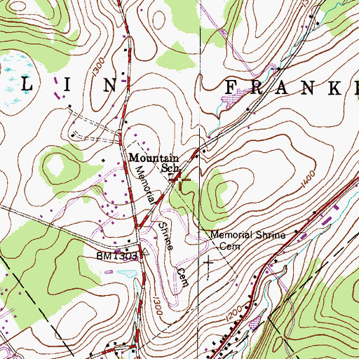 Topographic Map of Mountain School, PA