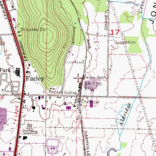 Topographic Map of Farley Cemetery, AL