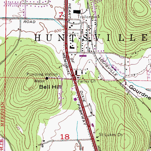 Topographic Map of Farley Church of Christ, AL