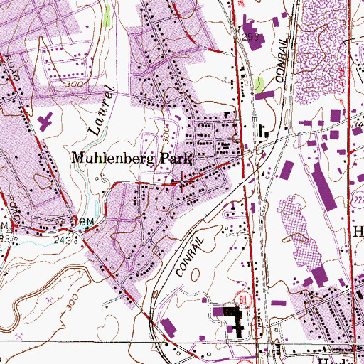 Topographic Map of Muhlenberg, PA
