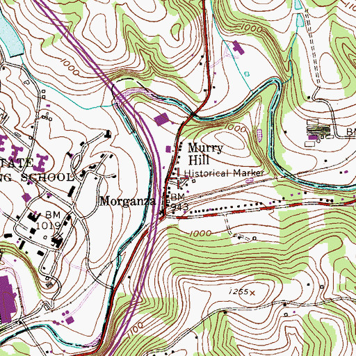 Topographic Map of Murry Hill, PA