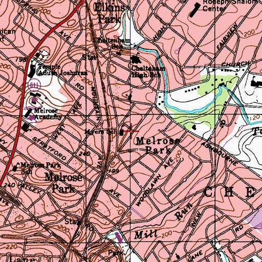 Topographic Map of Myers School, PA