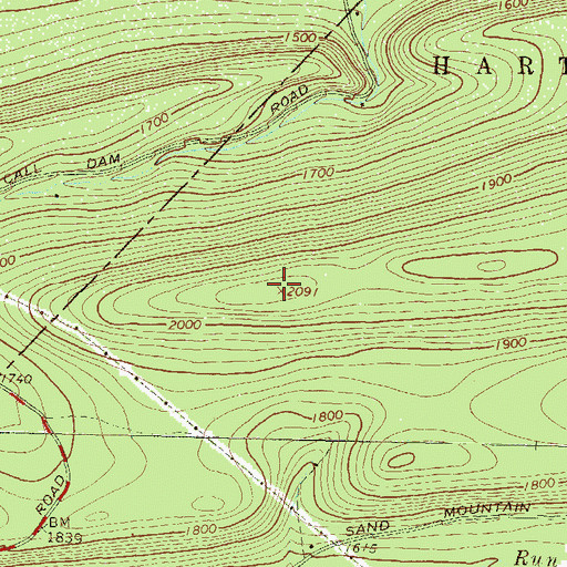 Topographic Map of Naked Mountain, PA