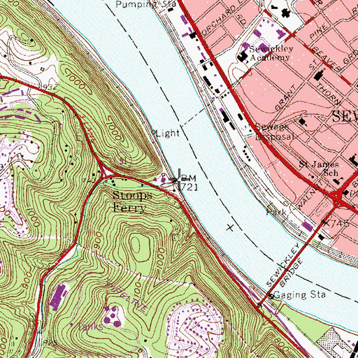Topographic Map of Narrows Run, PA