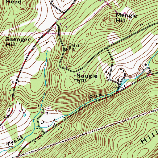 Topographic Map of Naugle Hill, PA