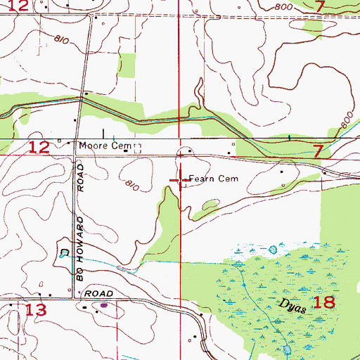 Topographic Map of Fearn Cemetery, AL