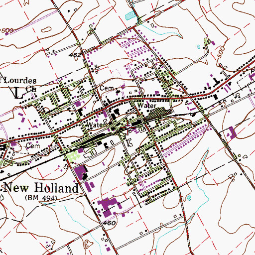 Topographic Map of New Holland, PA