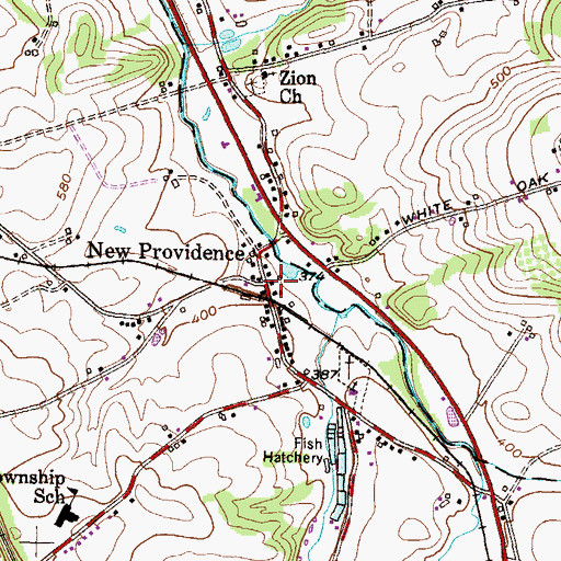 Topographic Map of New Providence, PA