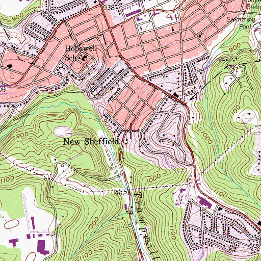Topographic Map of New Sheffield, PA