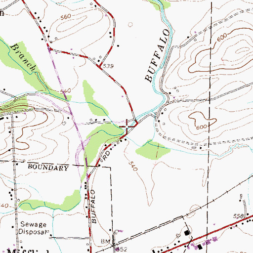 Topographic Map of North Branch Buffalo Creek, PA