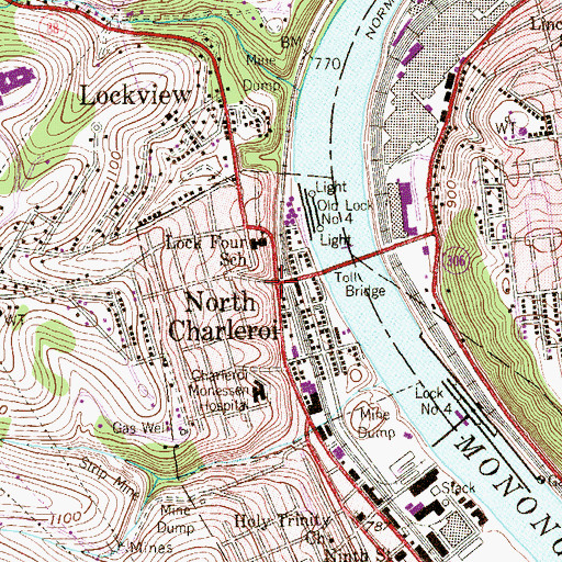 Topographic Map of North Charleroi, PA