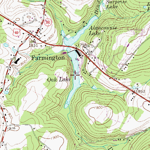 Topographic Map of Oak Lake, PA