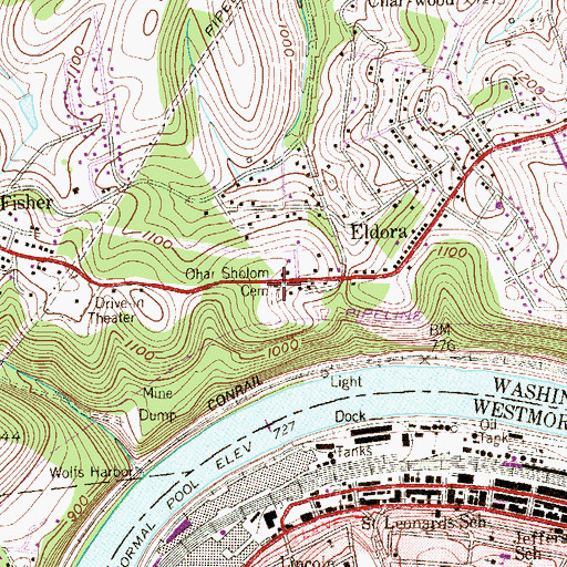 Topographic Map of Ohav Sholom Cemetery, PA