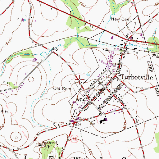 Topographic Map of Old Cemetery, PA