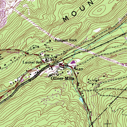 Topographic Map of Oliver Mills, PA