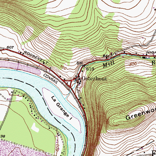 Topographic Map of Osterhout, PA