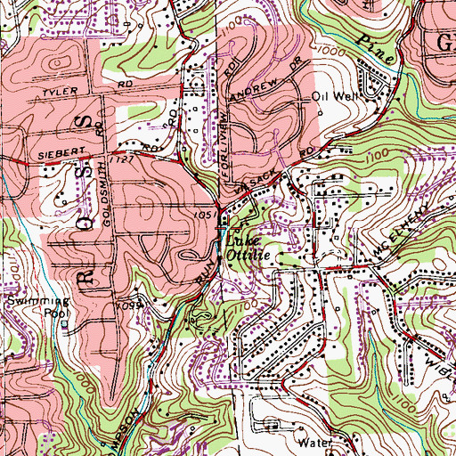 Topographic Map of Lake Ottilie, PA