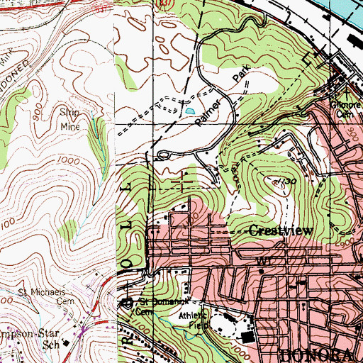 Topographic Map of Palmer Park, PA