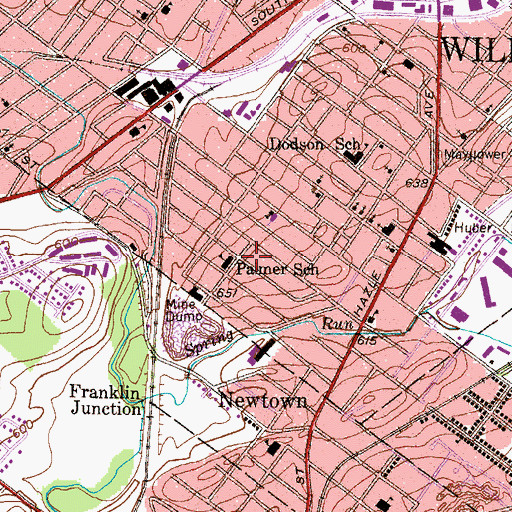 Topographic Map of Palmer School, PA