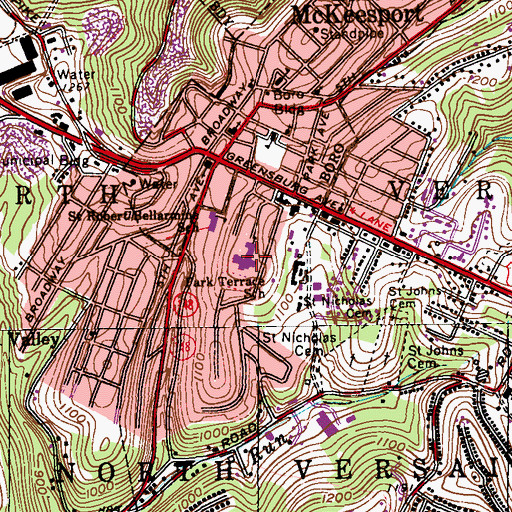 Topographic Map of Park Terrace School, PA