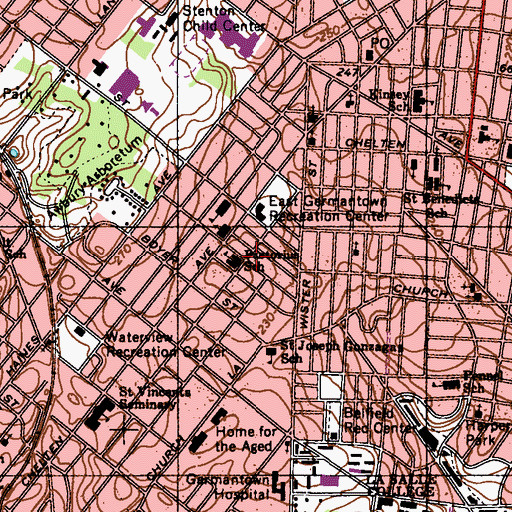 Topographic Map of Pastorius School, PA