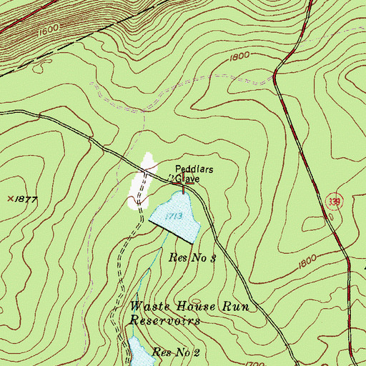 Topographic Map of Peddlars Grave, PA